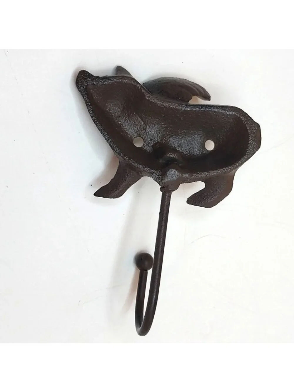 Cast Iron Flying Pig Wall Hook Key Rack Rustic Brown Finish BBQ Farmhouse